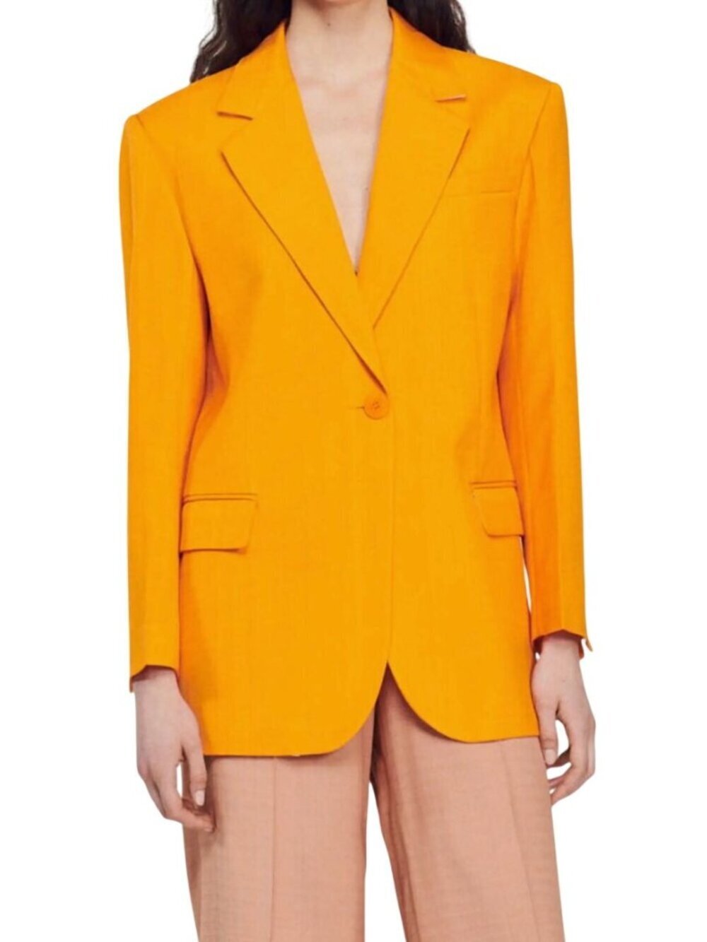 NWT Sandro Harper Woven Blazer Orange Size EU 34 MSRP $565